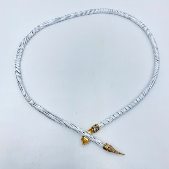 Vintage DL Auld Snake Head White Metal Mesh Adjustable Choker Necklace Or Belt main image 4